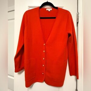 J. Crew Women's Orange V-Neck Button Cardigan